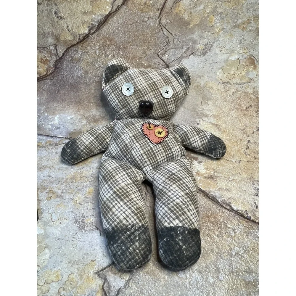 Handmade - Sewed  Vintage Teddy Bear Heart Patch